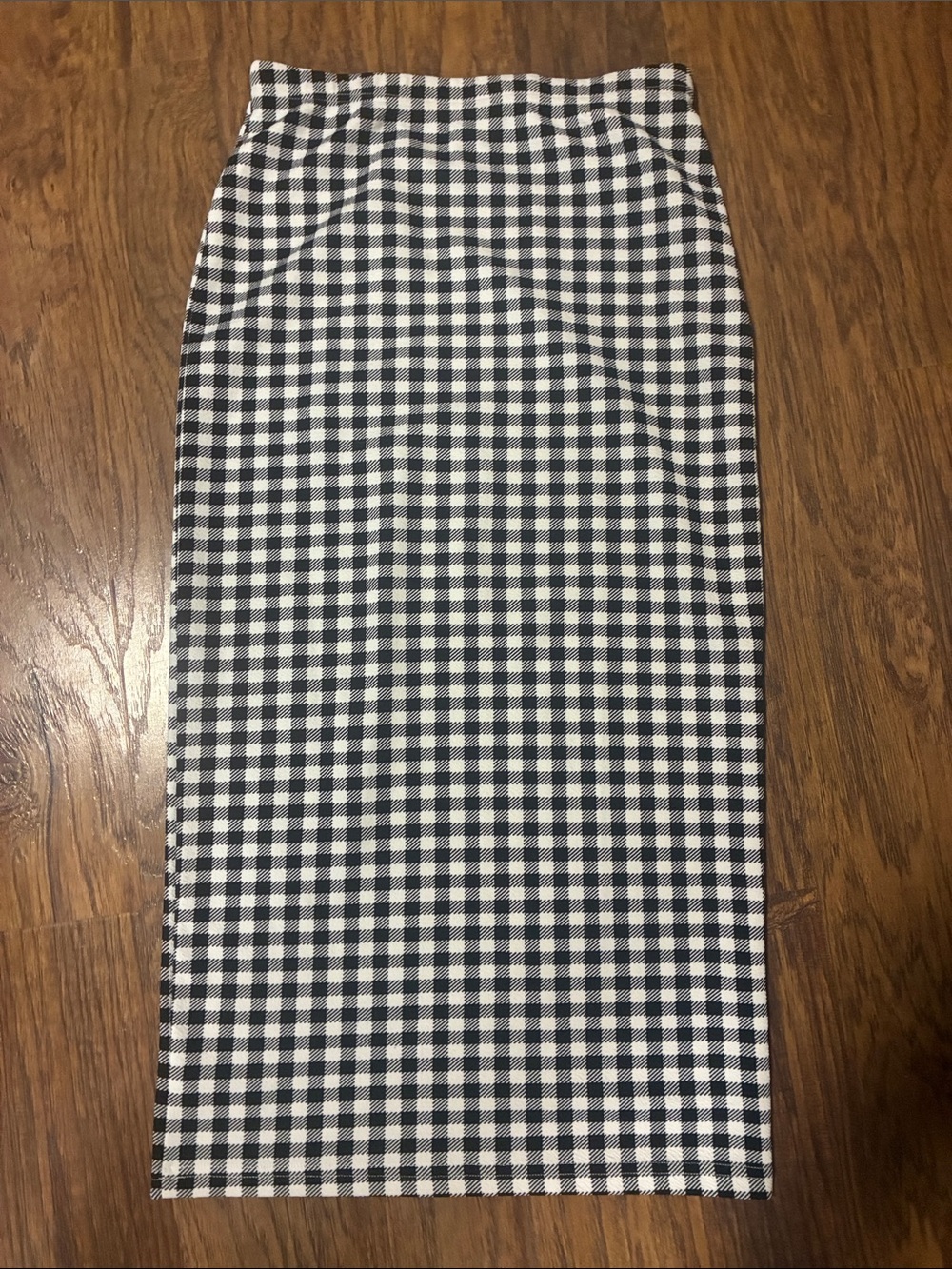 Black and White Gingham Pencil Skirt - Classic Check